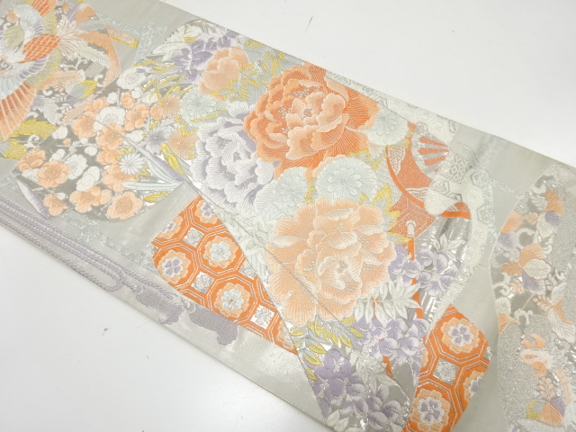 JAPANESE FUKURO OBI / PLATINUM​ FOIL / WOVEN PHOENIX